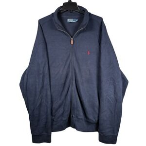 Vintage Polo Ralph Lauren Full Zip Jacket Mens 2XL Blue Cotton Made USA